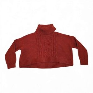 Jack by BB Dakota Rust Cropped‎ Cable Turtleneck Sweater S